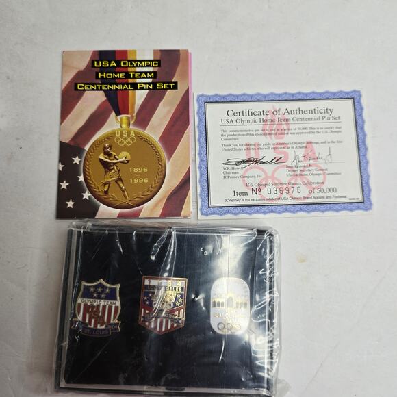 1996 Atlanta Olympic JC Penny Limited Edition Home Team Centennial 3 Pin Set NIB - Picture 4 of 7